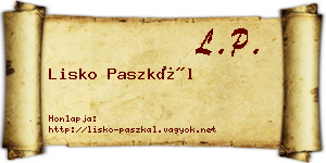 Lisko Paszkál névjegykártya